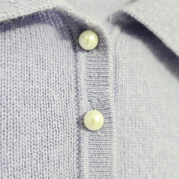 Woolovers Cashmere and Merino Knitted Polo Shirt Soft Lilac S - Picture 4 of 11